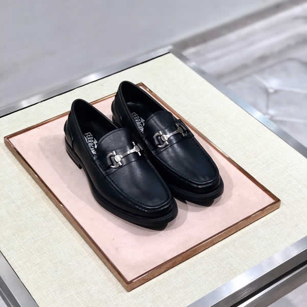 Wholesale Ferragamo Discount Black Leather Men Casual Shoes Luxury Brand 2020 Mens Driving Shoes